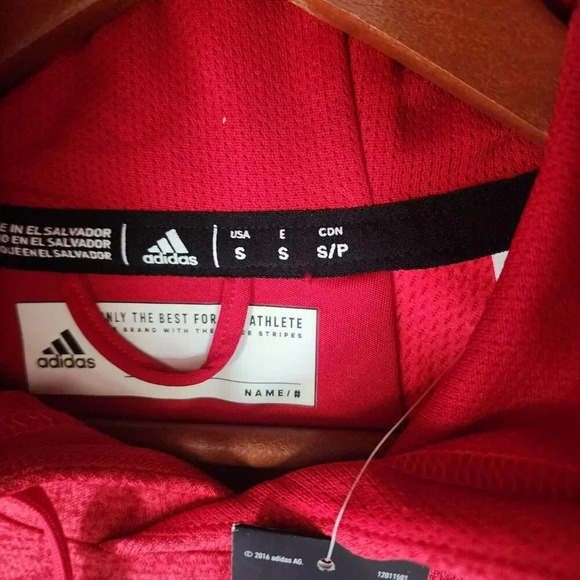 New Adidas Team Issue Fleece Hoodie Small Red Long Sleeve Climawarm - Picture 11 of 15